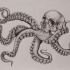 Unique black-and-white octopus skull tattoo design