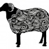 Unique black curled-fur sheep tattoo design
