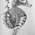 Unique grey-ink ornate seahorse tattoo design