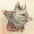Unique grey fox portrait in triangle tattoo design