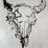 Unique grey half-smoke bull skull tattoo design