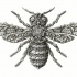 Unique grey ornamented iron bee tattoo design