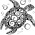 Unique shell turtle and bubbles tattoo design