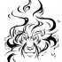 Unique tribal lion in curls tattoo design
