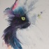 Unuque green-eyed watercolor cat tattoo design