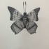 Unusual dotwork butterfly with long horns tattoo design