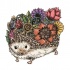 Unusual hedgehog with flowered back tattoo design
