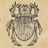 Unusual outline scarab bug with egyptian print tattoo design