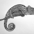 Unusual vivid printed chameleon tattoo design
