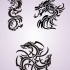 Desenhos de tatuagem de dragão de estilo tribal preto clássico usual
