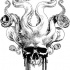 Vise versa octopus with crying skull head tattoo design