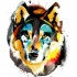Vivid-color wolf portrait tattoo design