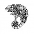 Wary black-ink chameleon with blurred print tattoo design