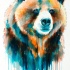 Watercolor bear portrait in smudges tattoo design