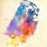 Watercolor lion in sunglasses tattoo design