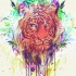 Watercolor tiger surrounded with leaves tattoo design