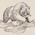 Wet fluffy bear keeping his fish prey tattoo design