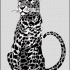 White-and-black spotted sitting leopard tattoo design