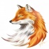 White-and orange fur fox portrait in profile tattoo design