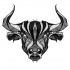 White-eyed bull head with geometric pattern tattoo design