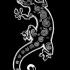White-ink lizard with curly print tattoo design