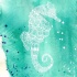 White-ink patterned seahorse tattoo design