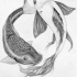 White and grey koi fishes tattoo design by Buttis