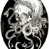 White female skull with a lot of reptiles inside tattoo design