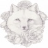 White fox surrounded with roses tattoo design by Aissatan