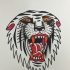 White old school roaring tiger with blooded mouth tattoo design