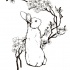 White rabbit and cherry blossom tree tattoo design