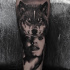 Wolf and woman tottoo on forearm
