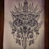 Wolf head with illuminati pierced with a dagger tattoo design