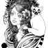 Wondeful black-and-white pretty girl and lemur tattoo design