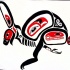 Wonderful black-and-red maori-style running hare tattoo design