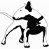 Wonderful black-and-white bull terrier dog looking left tattoo design