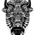 Wonderful black-ink decorated bull head tattoo design