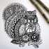 Wonderful black-ink ornate squirrel tattoo design