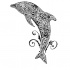 Wonderful black dolphin with detailed print tattoo design