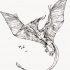 Wonderful grey-ink flying dinosaur with long tail tattoo design