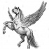 Maravilhoso desenho de tatuagem pegasus jamping tinta cinza