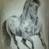 Wonderful grey-ink running horse tattoo design