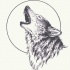 Wonderful howling wolf on full moon background tattoo design