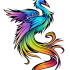 Wonderful rainbow bird tattoo design by Kawiko
