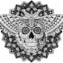 Wonderful skull-ornamented moth sitting on mandala flower tattoo design