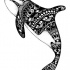 Wonderful striped ornamented whale tattoo design