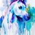 Wonderful watercolor horse portrait in blue colors tattoo design