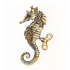 Yellow mechanical seahorse with cogwheels and back key tattoo design