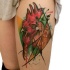 tatuaggio astratto gallo colorato per ragazze
