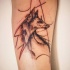 Tatuaje en el antebrazo, zorro gracioso, estilo abstracto
